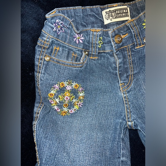 Route 66 Blue Denim Shorts with Floral Embroidery - Picture 2 of 4